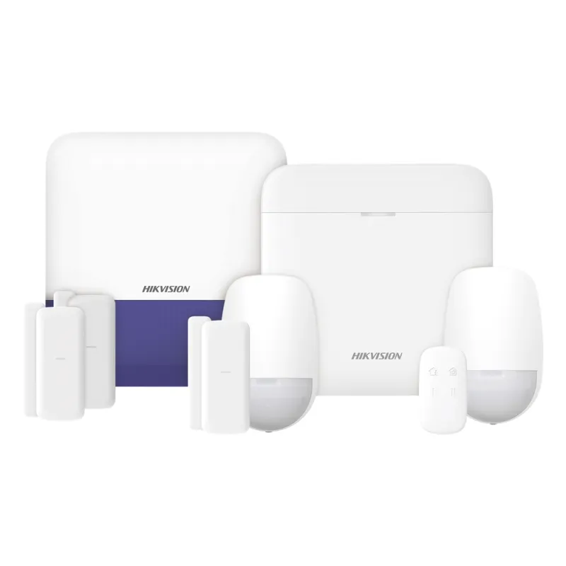 (AX PRO) KIT de Alarma AX PRO con GSM (3G/4G) / Incluye: 1 Hub con bateria de respaldo / 2 Sensores PIR / 3 Contactos Magnéticos mini / 1 Control Remoto / 1 Sirena Inalambrica Exterior / WiFi / Compatible con Hik-Connect P2P