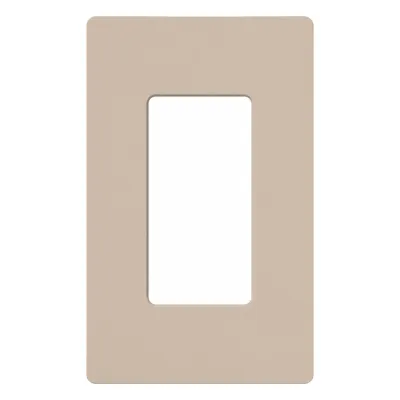 Placa de pared de 1 espacio sin tornillos visibles, acabado satinado color taupe, para atenuadores, apagadores y controles Lutron de estilo Designer