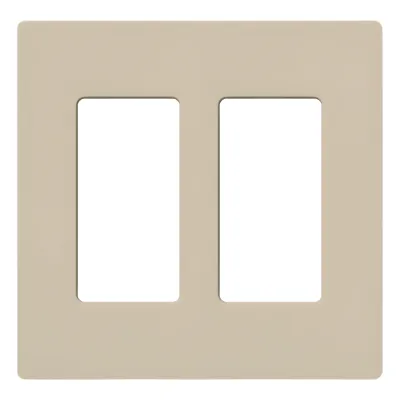 Placa de pared de 2 espacios sin tornillos visibles, acabado satinado color taupe, para atenuadores, apagadores y controles Lutron de estilo Designer