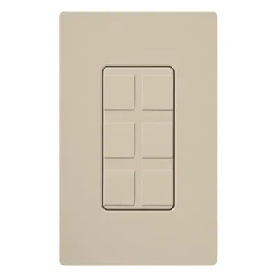 Marco de 6 puertos para conectores snap-in de red, teléfono, fibra o coaxial, acabado satinado color Taupe, línea Satin Colors; la placa de pared se vende por separado