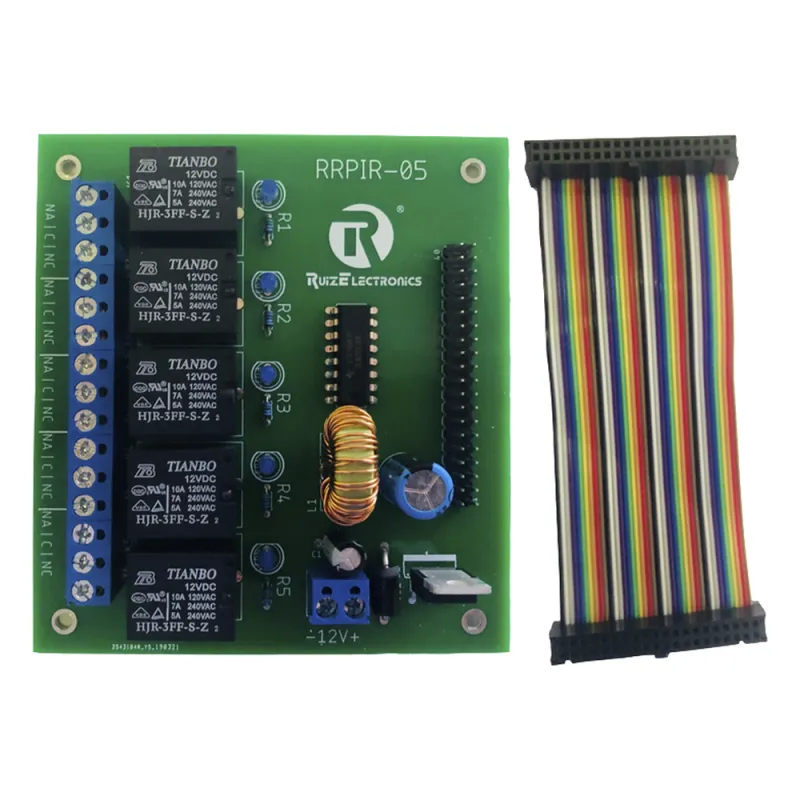 Tablilla interfaz de 5 relevadores con arnés 20x2 pines para Raspberry Pi