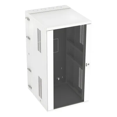Gabinete PanZone de Montaje en Pared, de 19in, Puerta con Ventana de Seguridad, 26 UR, 762mm de Profundidad, Color Blanco