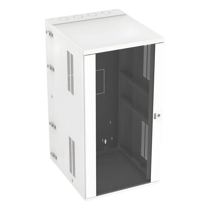 Gabinete PanZone de Montaje en Pared, de 19in, Puerta con Ventana de Seguridad, 26 UR, 762mm de Profundidad, Color Blanco