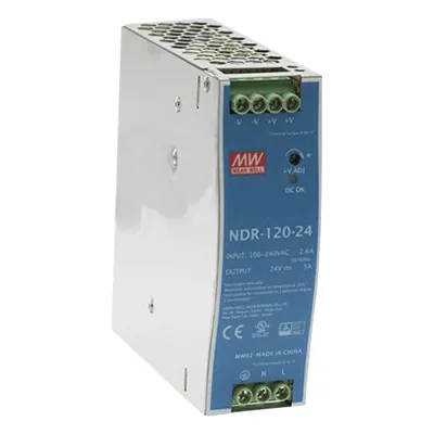 Fuente de poder industrial para riel DIN / 120W / 24Vcc / 5A / Entrada: 90-264Vca