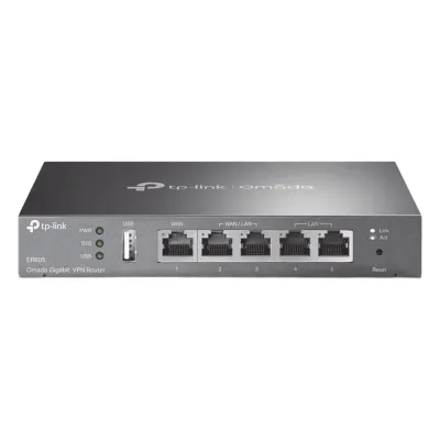 Router Omada VPN / SDN Multi-WAN Gigabit / 1 Puerto WAN Gigabit / 2 Puertos LAN Gigabit / 2 Puertos configurables LAN/WAN / 150,000 Sesiones Concurrentes / Administración Centralizada OMADA o Stand-Alone / 1 Puerto USB 2.0