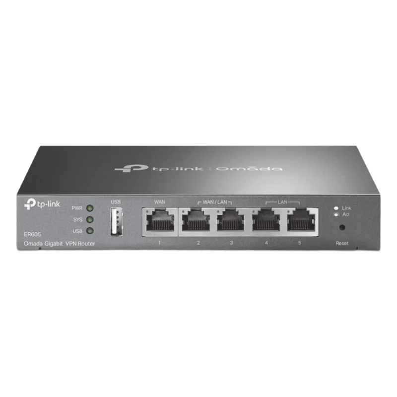 Router Omada VPN / SDN Multi-WAN Gigabit / 1 Puerto WAN Gigabit / 2 Puertos LAN Gigabit / 2 Puertos configurables LAN/WAN / 150,000 Sesiones Concurrentes / Administración Centralizada OMADA o Stand-Alone / 1 Puerto USB 2.0