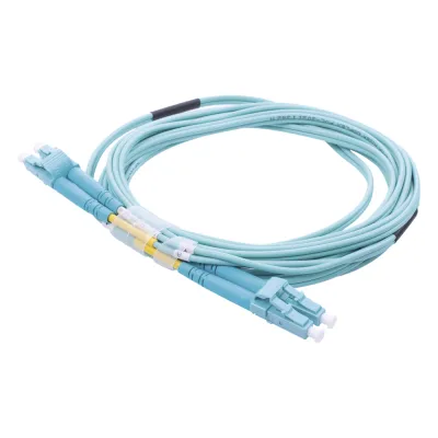 Jumper de Fibra Óptica Multimodo OM3 50/125 LC-LC OFNR (Riser), 2.0 mm, Dúplex, Aqua, 3 Metros (9.84 Pies)