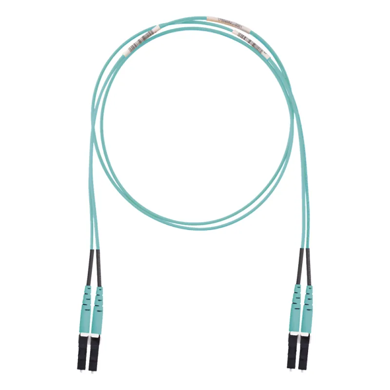 Jumper de Fibra Optica Multimodo 50/125 OM3, LC-LC Duplex, LSZH (Cero Halógenos), Color Aqua, 10 Metros (32.81 Pies)