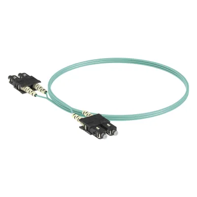 Jumper de Fibra Óptica Multimodo 50/125 OM4, SC-SC Duplex, OFNR (Riser), Color Aqua, 3 Metros (9.84 Pies)