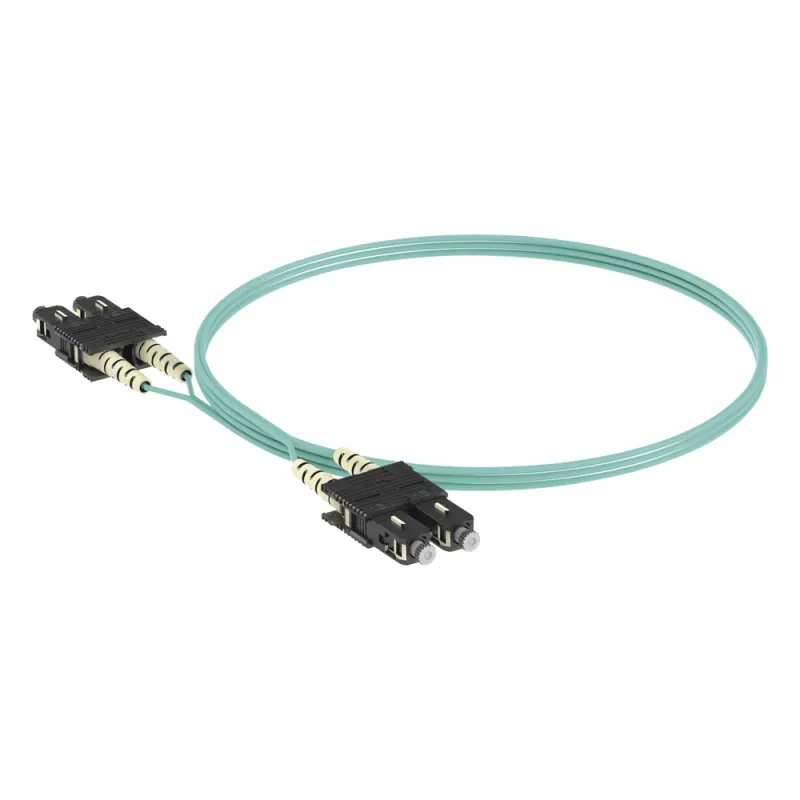 Jumper de Fibra Óptica Multimodo 50/125 OM4, SC-SC Duplex, OFNR (Riser), Color Aqua, 3 Metros (9.84 Pies)