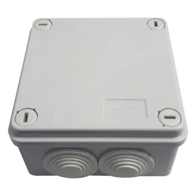 Caja Tipo Estanca IP55, con 6 Entradas, Tapa y Tornillo de Vuelta de 1/4, 100 x 100 x 50 mm (3.94 x 3.94 x 1.97 Pulgadas), Color Gris