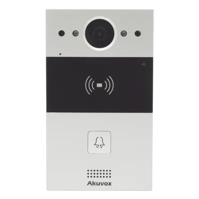 Videoportero de 1 Botón / Lector de Tarjetas MIFARE y PROX EM / Notificación a APP / 100% en la Nube / Notificación por Llamada Telefónica / SIP / ONVIF / IP65 / Cámara 2MP / Panel de Aluminio / Control de 2 Puertas
