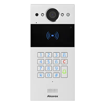 Videoportero SIP / Teclado y Lector de Tarjeta / Notificación App / Notificación Llamada Telefónica / Configuración en la Nube / POE / IP65 / Cámara de 2 MP / NFC / PIN Temporal para Visitas / Control de 2 Puertas