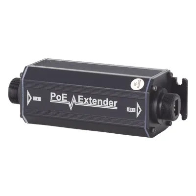 Extensor PoE / 100 Metros / Intemperie (IP66) / 60 Watts / 1 Puerto de Entrada / 1 Puerto de Salida PoE / No requiere alimentación.