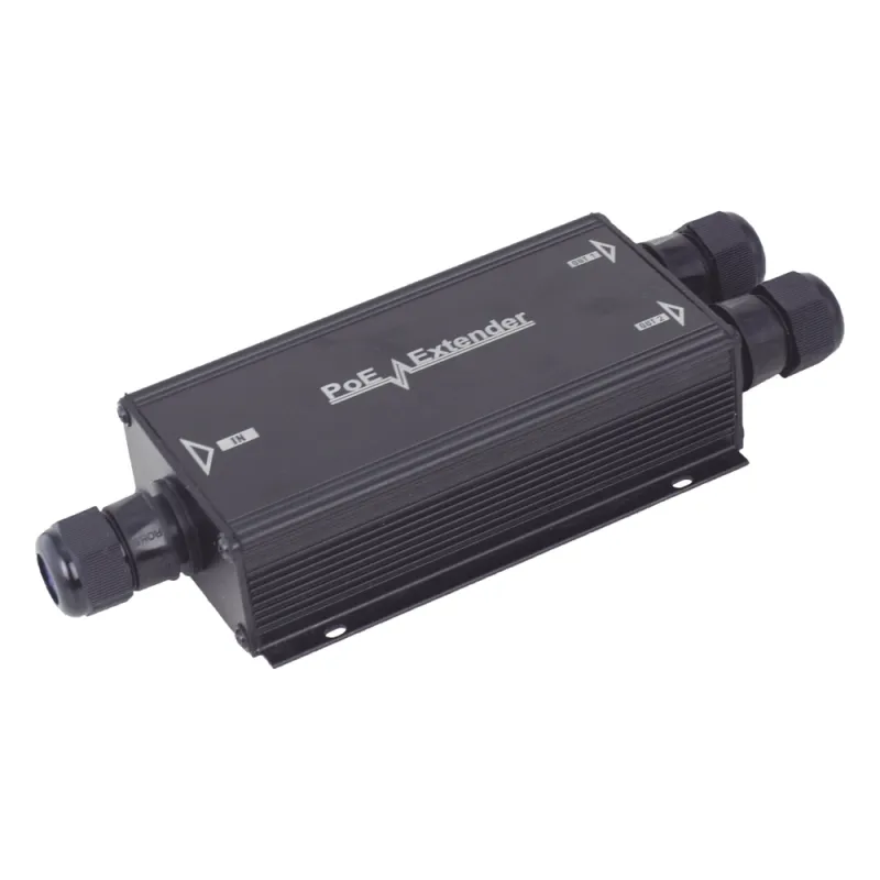 Extensor PoE/ 100 Metros / Intemperie (IP66) / 60 Watts / 1 puerto @ 2 salidas a 30 W / No requiere fuente de alimentación adicional