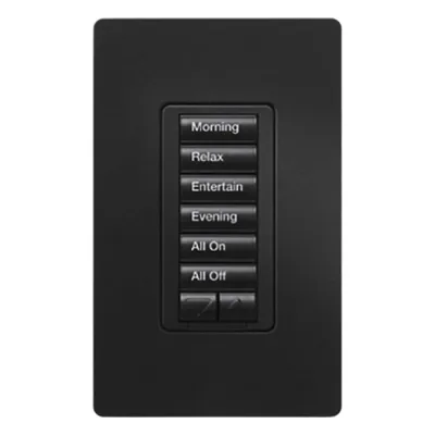 Teclado híbrido seeTouch con dimmer integrado, 6 botones y subir/bajar, 450 W, para RadioRA 2