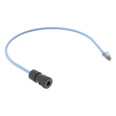 Cable de Conexión en Campo Jack a Plug RJ45, Categoría 6A, CMP (Plenum), 0.5 Metros (1.64 Pies), Color Azul