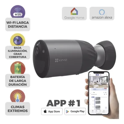 Cámara IP Inalámbrica Con Batería Recargable (Cero Cables) / Colores en Oscuridad / 2 Megapíxel / Sirena y Estrobo / Alertas de Audio Personalizable / Uso en Exterior / Grabación en la Nube / Almacenamiento Interno