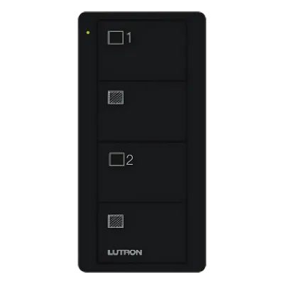 Control remoto inalámbrico Pico de 4 botones para dos grupos de persianas o cortinas, color negro brillante, compatible con Caseta Wireless, RA2 Select y RadioRA 2 y 3
