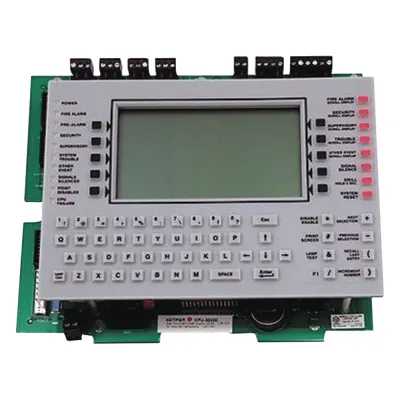 Unidad central de procesamiento con pantalla LCD de 640 caracteres y teclado QWERTY, en español, para panel de detección de incendio NFS2-3030