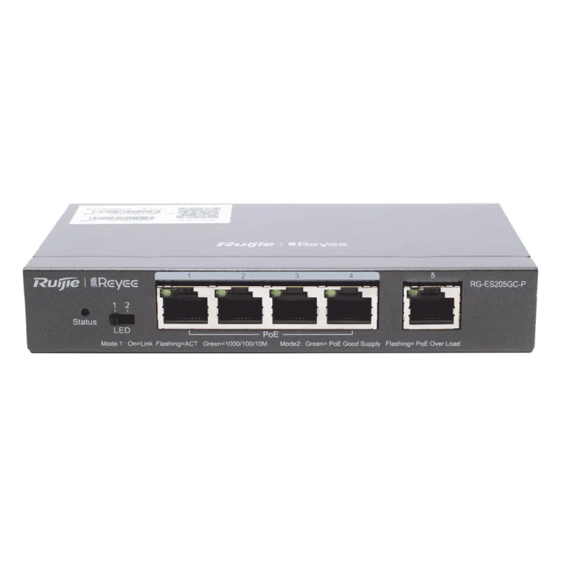 Switch Administrable PoE con 5 puertos Gigabit, 4 PoE 802.3af/at, gestión gratuita desde la nube, 54w
