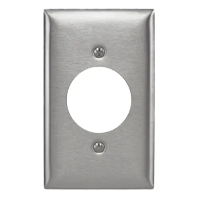 Placa para Receptaculo Sencillo 20 y 30 A de Media Vuelta/ 1.6" (40 mm) / Acero Inoxidable.