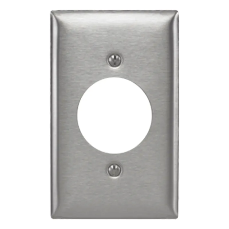 Placa para Receptaculo Sencillo 20 y 30 A de Media Vuelta/ 1.6" (40 mm) / Acero Inoxidable.