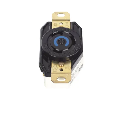 Receptáculo de Media Vuelta Industrial 30 A 250 V CA 2 Polos 3 Hilos (Nema L6-30R) Color Negro.