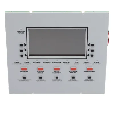 Anunciador remoto LCD retroiluminado en español con 160 caracteres visibles, teclado de goma y puerto RDP para panel NFS2-3030-SP y NCA-2