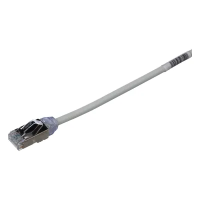 Patch Cord Cat6A, Diametro Reducido 28 AWG, Blindado S/FTP, CM/LS0H, 20 cm (7.87 Pulgadas), Color Gris
