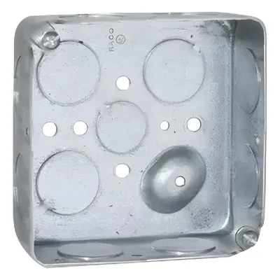 Caja Cuadrada 4 x 4"/Profundidad 1- 1/2"/ 11 Entradas de 3/4" y 1 de 1/2".