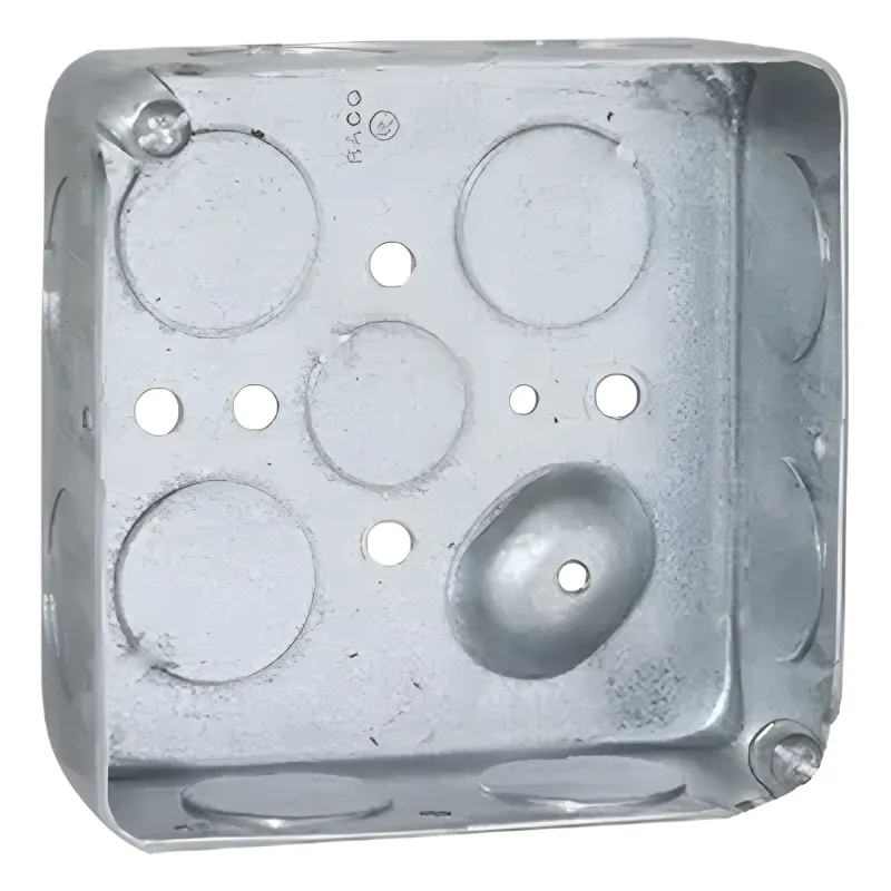 Caja Cuadrada 4 x 4"/Profundidad 1- 1/2"/ 11 Entradas de 3/4" y 1 de 1/2".