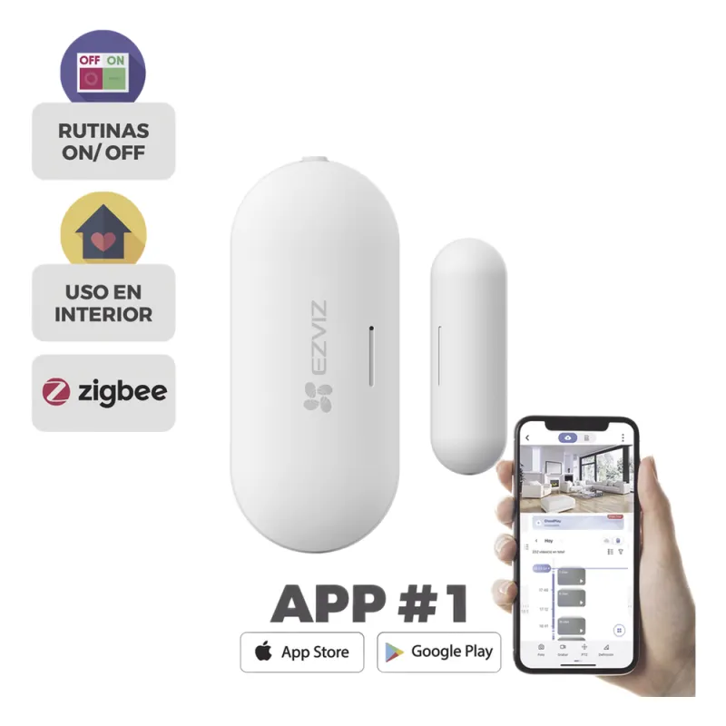 Contacto Magnético Inalambrico / Para Hub CS-A3 / Compatible con Kit de Alarmas EZVIZ CS-B1 / Uso en Interior / Protocolo Zigbee /