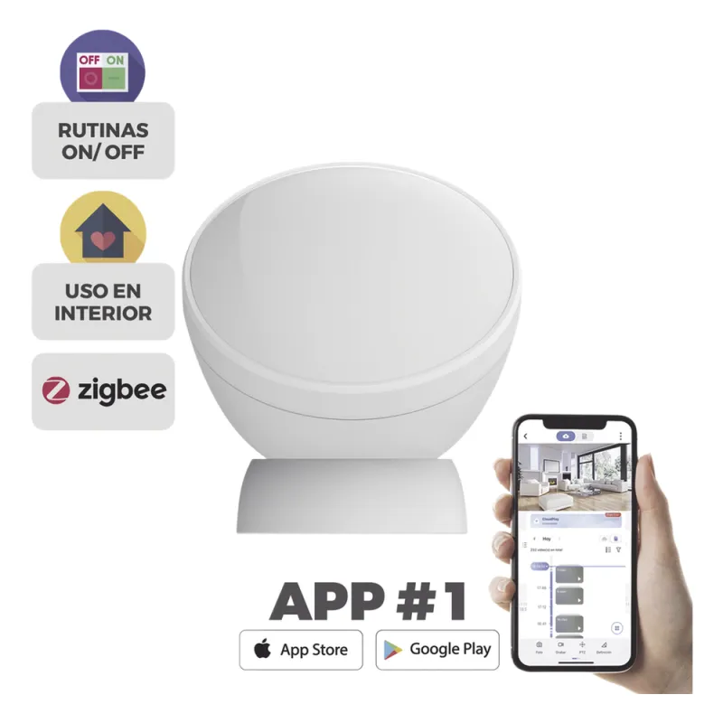 Sensor de Movimiento PIR Inteligente / Inalámbrico / Compatible con HUB CS-A3 / Cuenta con Inmunidad para Mascotas / Protocolo Zigbee