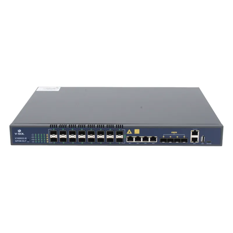 OLT de 16 puertos GPON con 8 puertos Uplink (4 puertos Gigabit Ethernet + 4 puertos SFP / puertos SFP+) hasta 2,048 ONUs