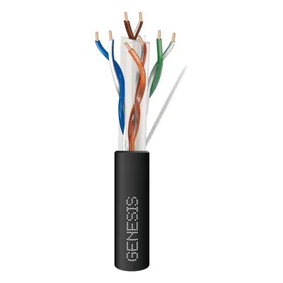 Carrete de Cable de 305 Metros (1000 Pies) Cat6 Calibre 24 Exterior para Climas Extremos, RoHS, Color Negro