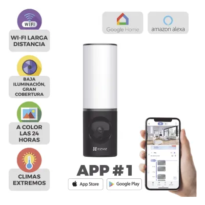 Cámara IP 4 Megapíxel / Wi-Fi / Lampara Integrada / Audio de dos vías / Imágen Nocturna a Color / Detección Humana / Audios Personalizables / Almacena en Memoria Interna / Uso Exterior con Protección
