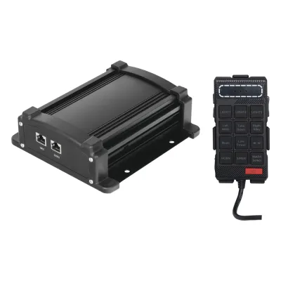 Sirena Vehicular de 100W de Potencia Con Controlador Unimando, Micrófono, Control de Tonos y Patrones de destello de Barras de Luces Serie X67 / X75