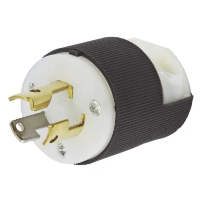 Clavija Industrial con Bloqueo de Media Vuelta / 15 A 125 V CA / 2 Polos 3 Hilos / Color Blanco y Negro / Nema L5-15P.