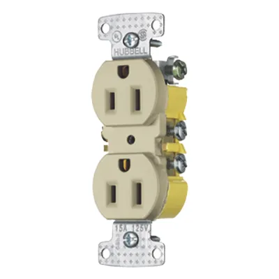 Contacto Duplex 15A 125V/ 2 Polos 3 Hilos / Cableado posterior y lateral / Nema 5-15R / Color Marfil.