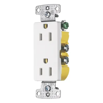 Contacto Duplex Decorador 15A 125V, 2 Polos, 3 Hilos, Color Blanco (Nema5-15R).