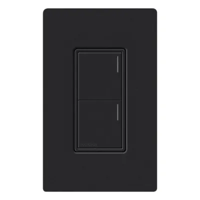 Teclado de pared Sunnata de 2 botones para escenas de luces, persianas y ventiladores, con barra luminosa ajustable, acabado satinado color medianoche, para el sistema RadioRA 3