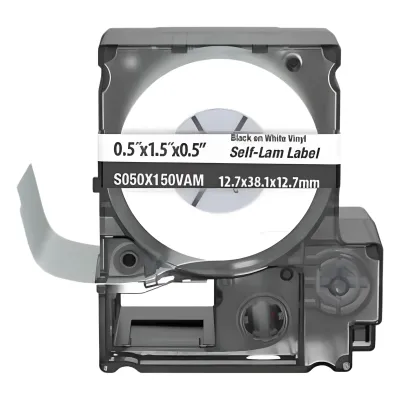 Casete de 175 Etiquetas Autolaminadas de 12.7 x 38.1 mm (0.5 x 1.5 pulgadas), para Cables de 4 a 8.1 mm (0.16 a 0.32 pulgadas) de Diámetro, Área de Impresión Color Blanco