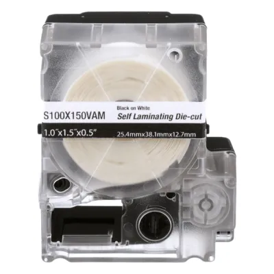 Casete de 175 Etiquetas Autolaminadas de 25.4 x 38.1 mm (1 x 1.5 pulgadas), para Cables de 4 a 8.1 mm (0.16 a 0.32 pulgadas) de Diámetro, Área de Impresión Color Blanco