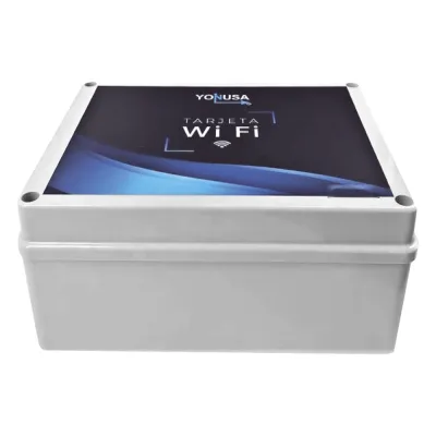 Modulo WIFI LITE con gabinete para uso en Energizadores YONUSA / Aplicación sin costo / Botón de Pánico/ 1 Salida Propósito General