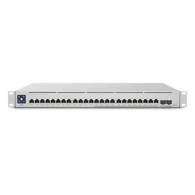 UniFi Switch Empresarial Capa 3 de 24 puertos PoE 802.3af/at (12 puertos 2.5G y 12 puertos 1G) + 2 puertos 1/10G SFP+, 400W, pantalla informativa