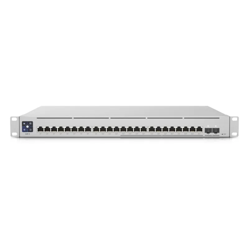 UniFi Switch Empresarial Capa 3 de 24 puertos PoE 802.3af/at (12 puertos 2.5G y 12 puertos 1G) + 2 puertos 1/10G SFP+, 400W, pantalla informativa