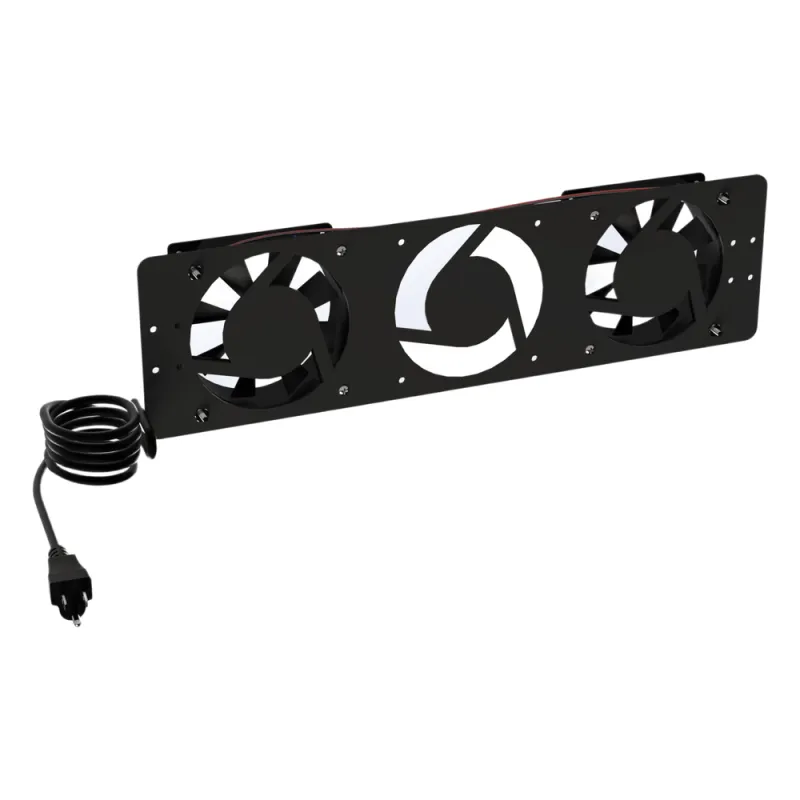Kit de 2 Ventiladores 110 Vca (12 x 12 cm) con Clavija para Gabinete de Piso