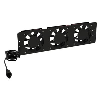Kit de 3 Ventiladores 110 Vca (12 x 12 cm) con Clavija para Gabinete de Piso