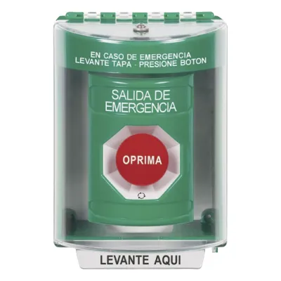 Botón Multipropósito, Salida De Emergencia, Girar Para Reset, Español, Cubierta De Policarbonato, 2 Relevadores NO/NC, Interior/Exterior